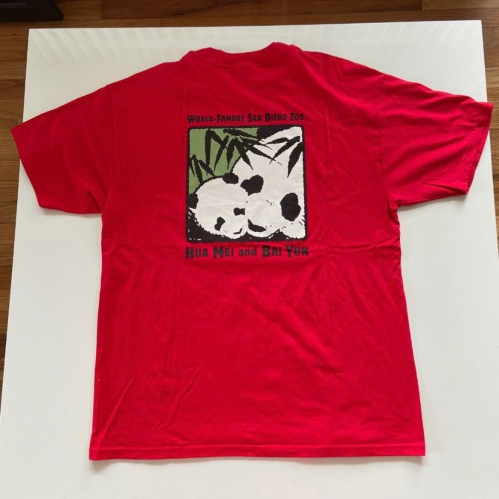 Vintage 90s San Diego Zoo T-Shirt Mens XL Red Pandas Animals Hua Mei And Bai Yun